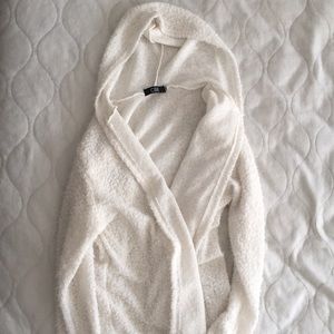 Really cute long white sweater!